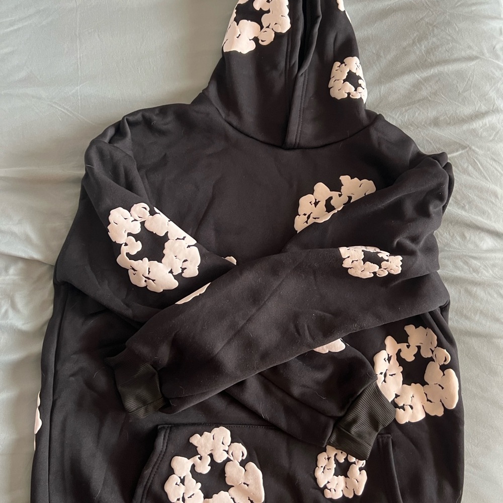 Black Hoodie with Floral Prints